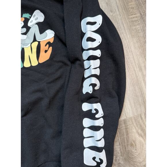 Women Looney Tunes Black Top Bugs Bunny Doing Fine Keep Going Positive Art L - Picture 2 of 9